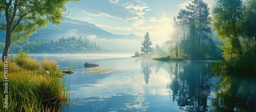 Early morning view of peaceful water photo
