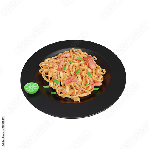 3D Pad Thai Model with Signature Spices Blend and Tamarind Sauce. 3D Pad Thai Model with Tofu Pieces.
3d illustration, 3d element, 3d rendering. 3d visualization isolated on a transparent background