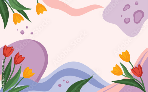 Abstract tulip background poster. Good for fashion fabrics  postcards  email header  wallpaper  banner  events  covers  advertising  and more. Valentine s day  women s day  mother s day background.