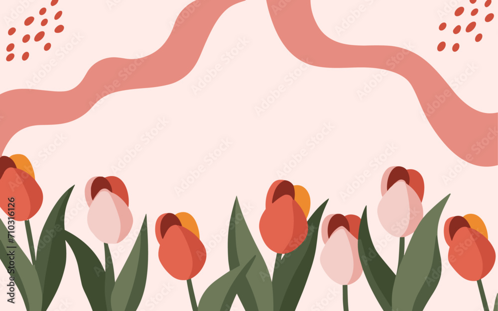 Abstract tulip background poster. Good for fashion fabrics, postcards, email header, wallpaper, banner, events, covers, advertising, and more. Valentine's day, women's day, mother's day background.