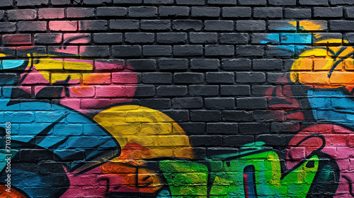 Graffiti alphabet sprayed on a urban wall, vibrant street art
