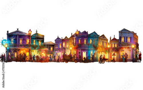 Mardi Gras Procession Glows with Illuminated Lanterns Isolated on Transparent Background PNG.