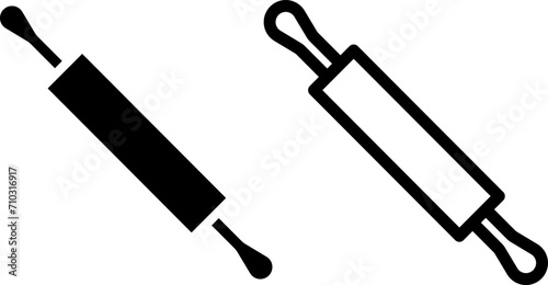 rolling pin icon, sign, or symbol in glyph and line style isolated on transparent background. Vector illustration
