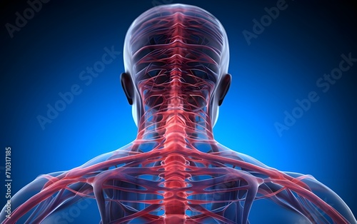 human body with occipital bone anatomy