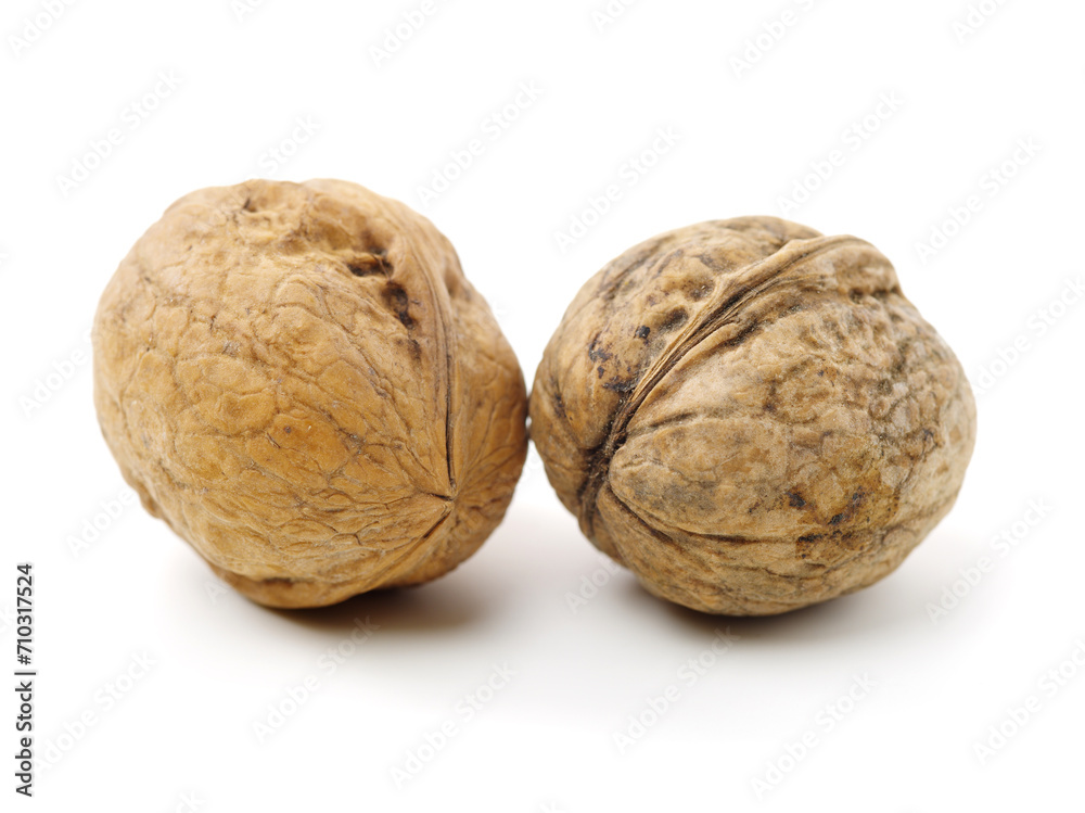 walnuts on a white background	