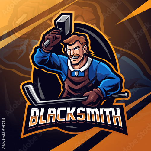 Blacksmith hockey mascot logo design