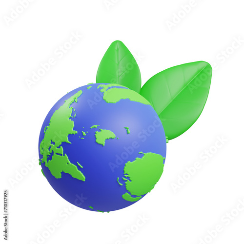 3D Green Earth Model Building a Sustainable Future. 3d illustration, 3d element, 3d rendering. 3d visualization isolated on a transparent background