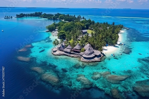 Maldives landscape. Aerial drone view. Generative AI Art. Beautiful view.