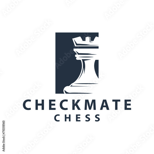 Chess logo design sport game retro vintage chess pieces minimalist black silhouette illustration