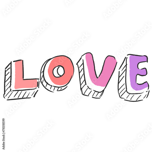 Ilustracion de Texto Love, Amor, San Valentín