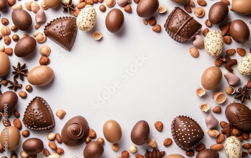 Easter frame made from sweet chocolate treats