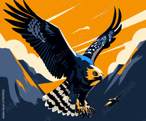 A hawk diving to catch prey vektor icon illustation