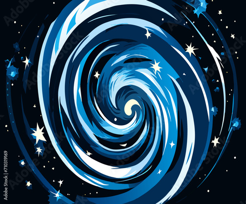A microscope with swirling galaxies in the lenses vektor icon illustation