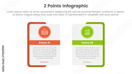 versus or compare and comparison concept for infographic template banner with rectangle shape bold outline and circle badge with two point list information