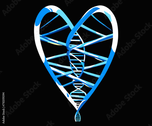 DNA helix intertwined with a heart vektor icon illustation