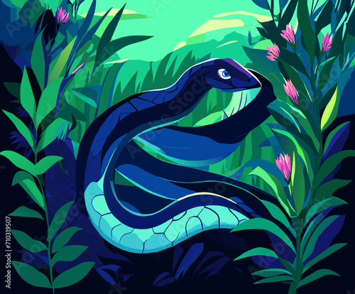 A snake slithering through the grass vektor icon illustation