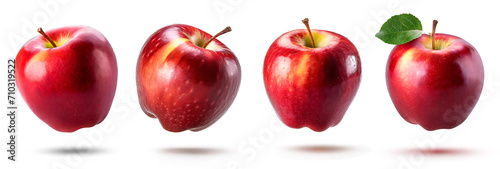 Collection or set of different red apples on white background.
