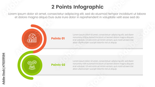 versus or compare and comparison concept for infographic template banner with rectangle box stack and circle wave with two point list information