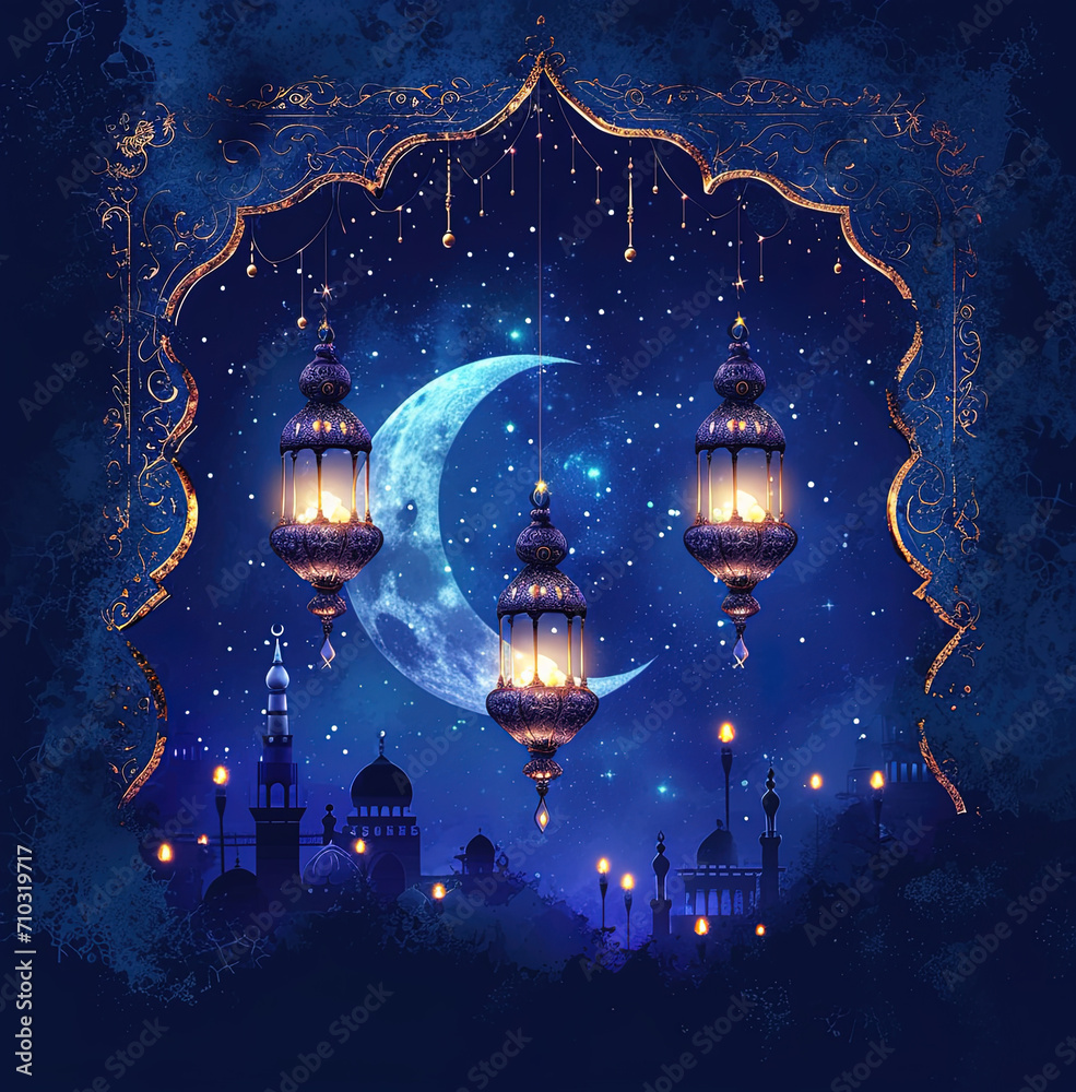 Happy Eid and Ramadan Arabic lantern with burning candle Ramadan crescent moon, Eid Mubarak Islamic festival concept on a purple background social media banner and Eid Mubarak Post Template, Islam Happy Eid and Ramadan Arabic lantern with burning candle Ramadan crescent moon, Eid Mubarak Islamic festival concept on a purple background social media banner and Eid Mubarak Post Template, Islam