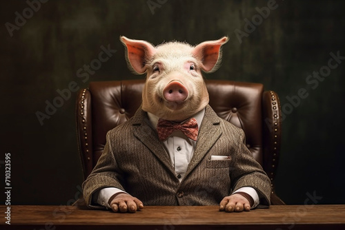 豚のビジネスマン「AI生成画像」