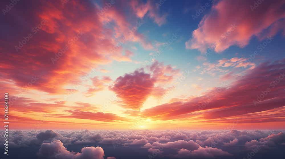 nature background with beautiful sunset sky and clouds