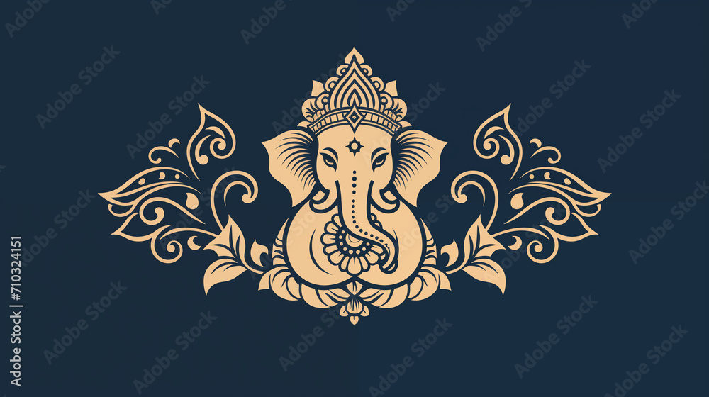 Obraz premium Tranquil and Simple: Minimalist Style Ganesha Patterns