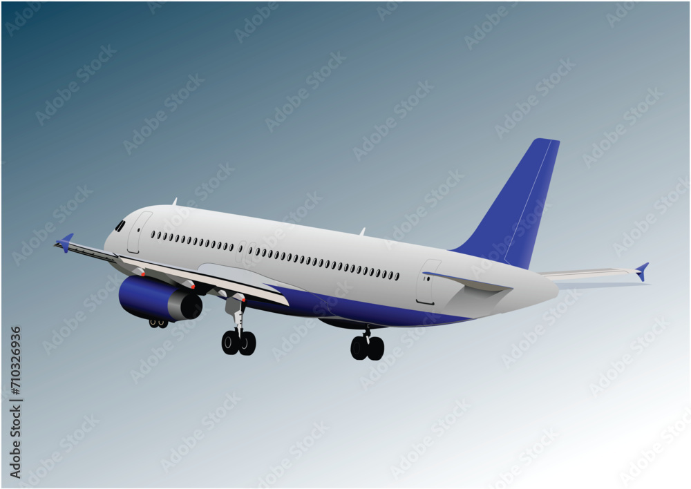 Airplane in air. Hand drawn Vector 3d illustration