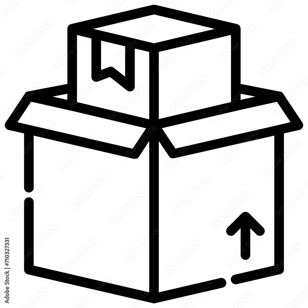 package unboxing. vector single icon with a dashed line style. suitable for any purpose. for example: website design, mobile app design, logo, etc. package unboxing. vector single icon with a dashed line style. suitable for any purpose. for example: website design, mobile app design, logo, etc.