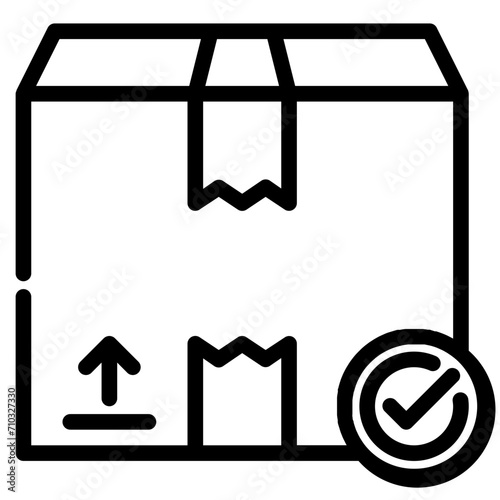 package checkmark. vector single icon with a dashed line style. suitable for any purpose. for example: website design, mobile app design, logo, etc.