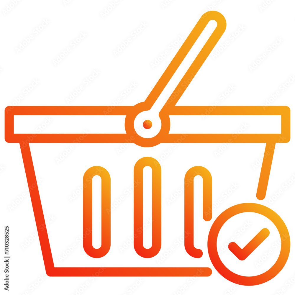 shopping basket checkmark. vector single icon with a dashed line gradient style. suitable for any purpose. for example: website design, mobile app design, logo, etc. shopping basket checkmark. vector single icon with a dashed line gradient style. suitable for any purpose. for example: website design, mobile app design, logo, etc.