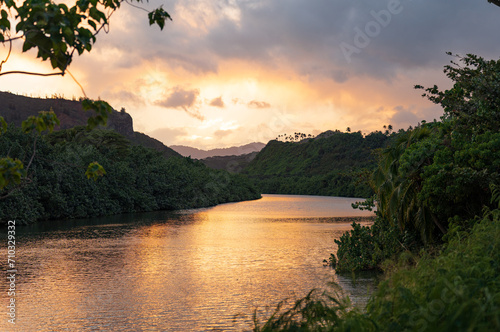 sunset over the river