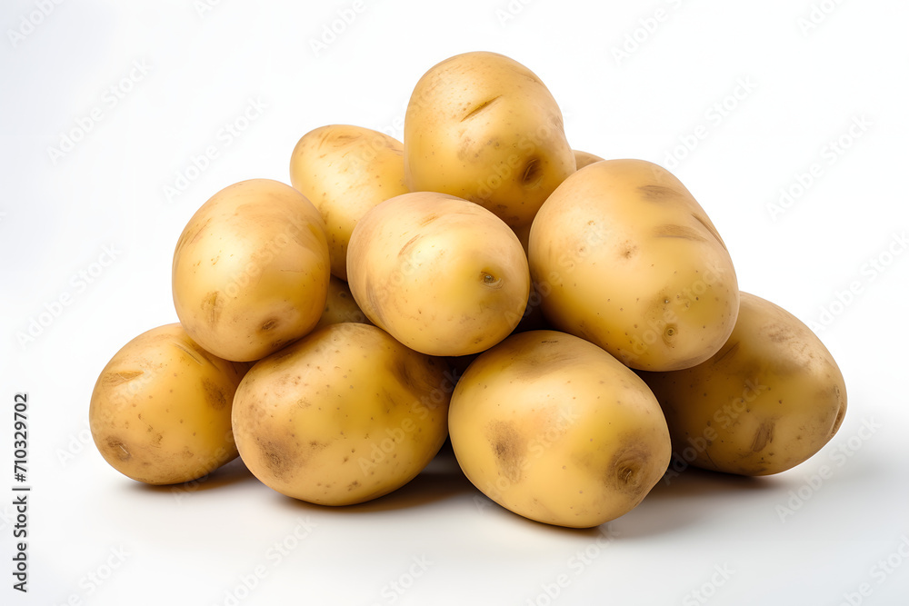 Fresh Raw Potatoes on a Solid Stark White Background Fresh Raw Potatoes on a Solid Stark White Background