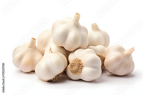 Garlic Cloves on a Solid Stark White Background