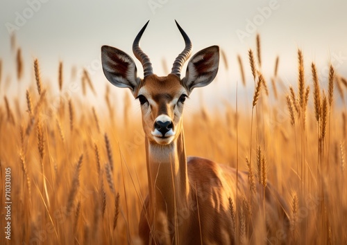 Majestic antelope stands gracefully in the grassy meadow, gazelles and antelopes image