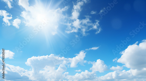 beautiful blue sky background with bright midday sun illuminated the space