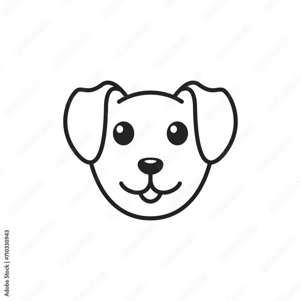 Dog head line icon. Vector isolated puppy head symbol on white background. front view Dog head line icon. Vector isolated puppy head symbol on white background. front view
