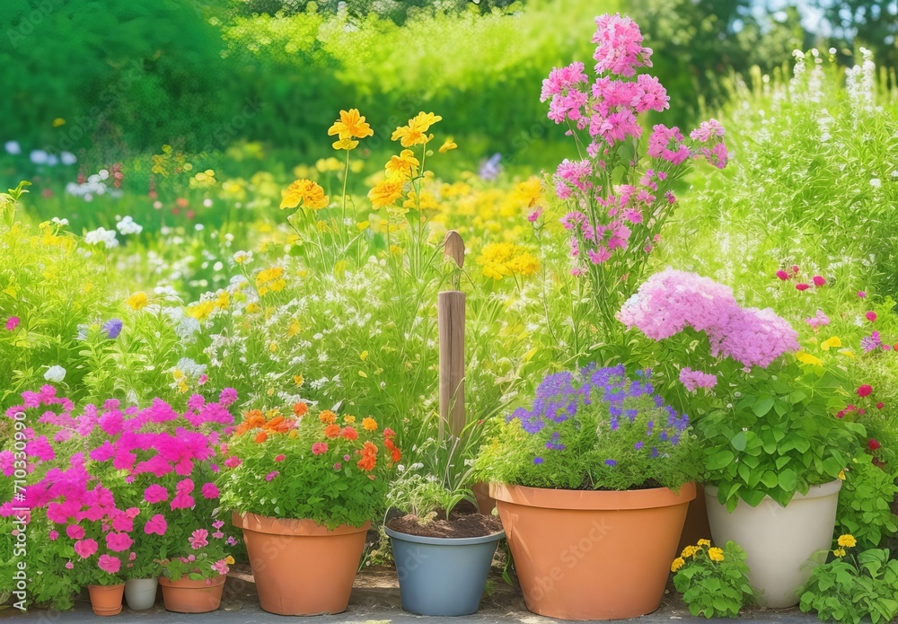 Planting Flowers In Sunny Garden. Spring Gardening Works Concept
Planting Flowers In Sunny Garden. Spring Gardening Works Concept