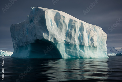 A large iceberg floating in the middle of the ocean, Generative AI © Kafi