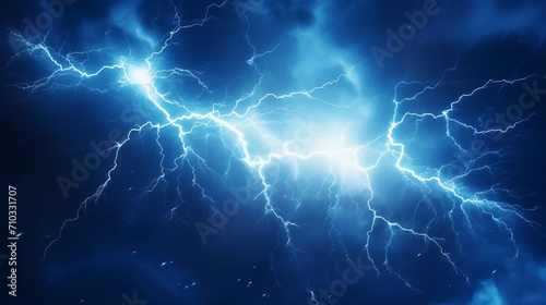 Wallpaper Mural Lightning strikes against a dark background, blue background with a lot of lightning, Generative AI Torontodigital.ca