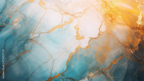 Blue and gold marble texture, blue and gold marble wallpaper, Generative AI
