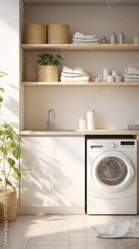 Laundry Display Photoshoot clean. simple, futuristic