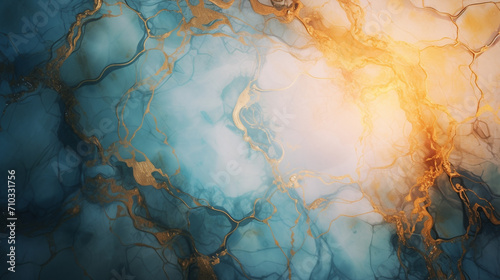 Blue and gold marble texture, blue and gold marble wallpaper, Generative AI