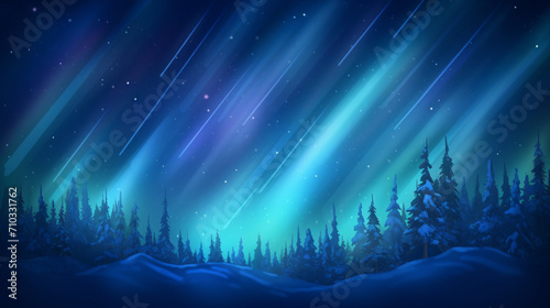 Stunning aurora borealis over a dark blue background, Generative AI