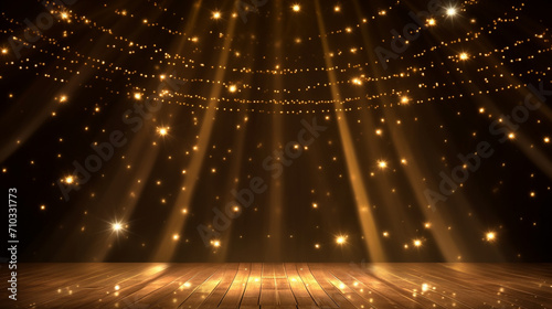 A background image of a stage lit up with spotlights and stars, Generative AI