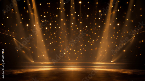 A background image of a stage lit up with spotlights and stars, Generative AI
