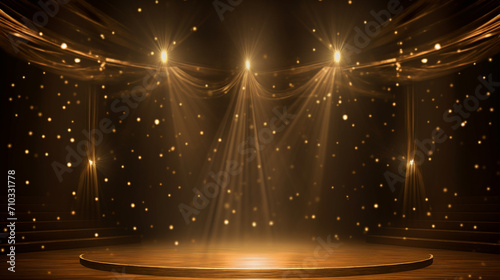 A background image of a stage lit up with spotlights and stars, Generative AI