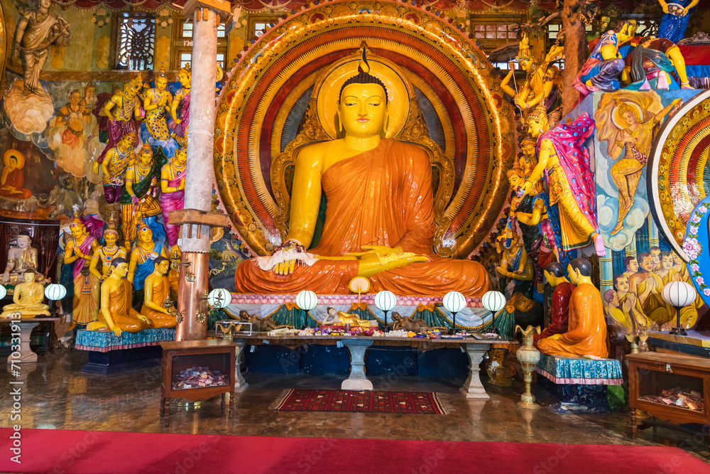 Buddha statue of the Gangaramaya temple, one of the biggest Buddhist temples of Colombo