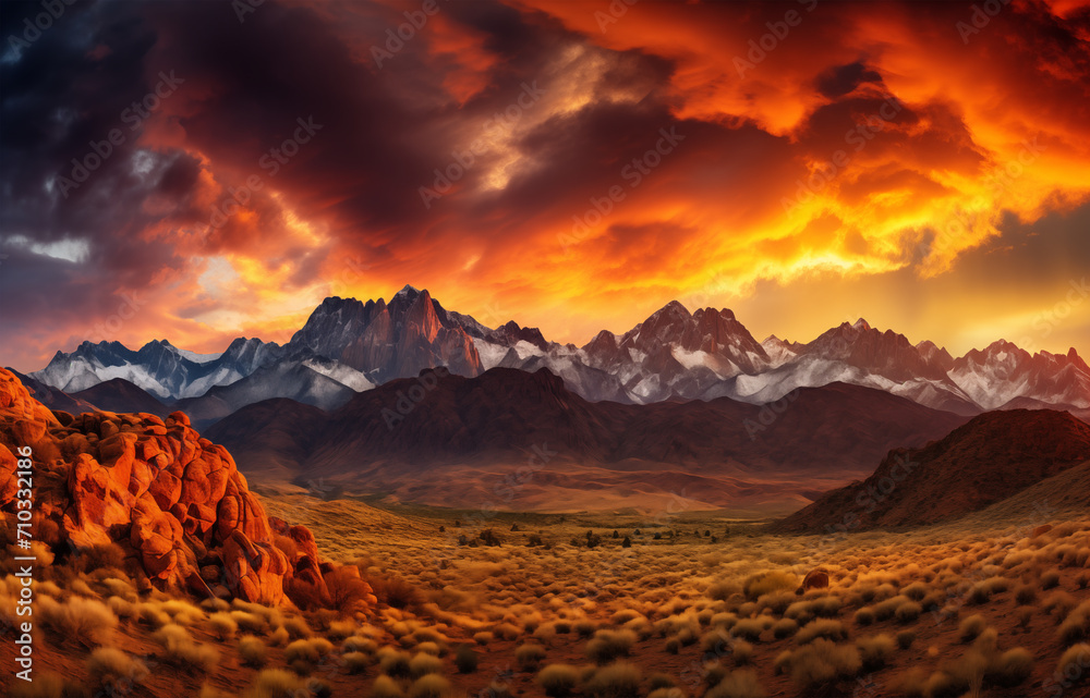 Beautiful A stormy mountain landscape Image,  AI Generative Photo,
