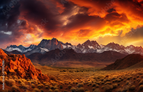 Beautiful A stormy mountain landscape Image, AI Generative Photo, 