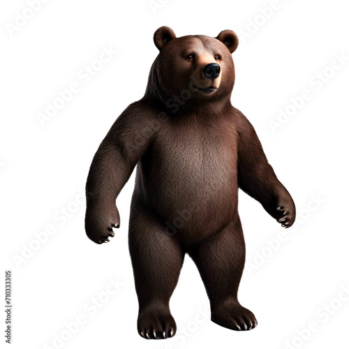 A large black and brown bear cartoon on a translucent backdrop